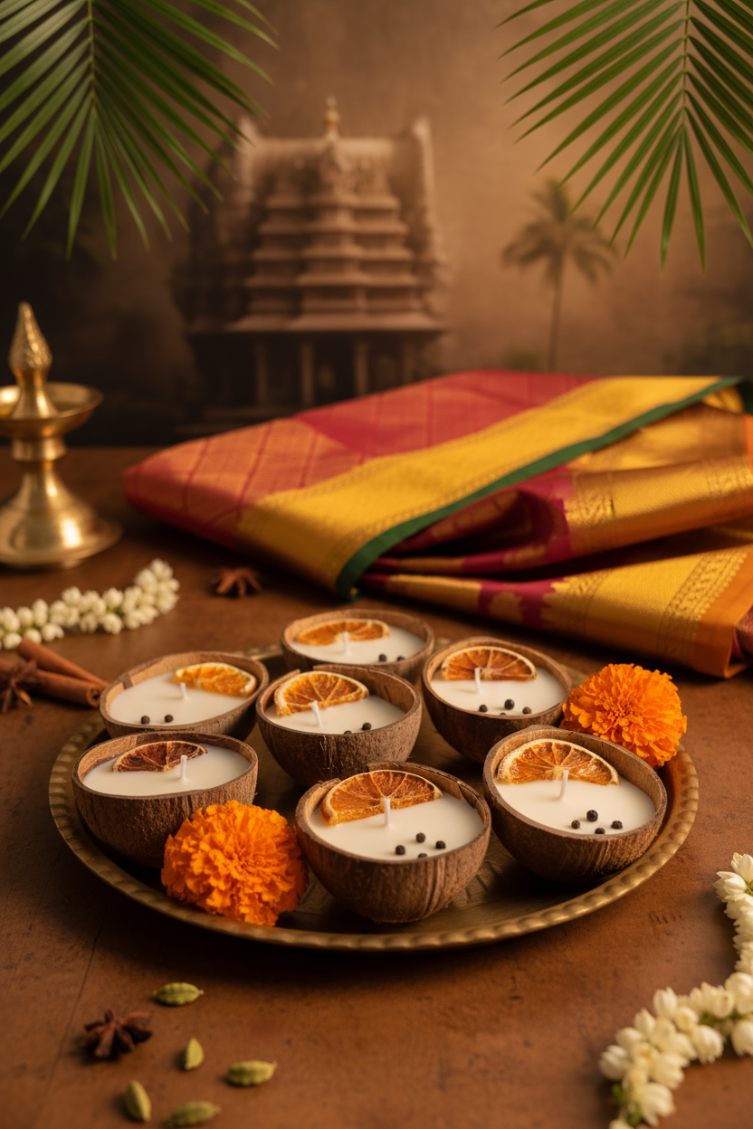 Coconut shell candles